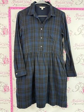 GAP dress long sleeve button up Blue and Black Plaid Long Sleeve Shirt Dress